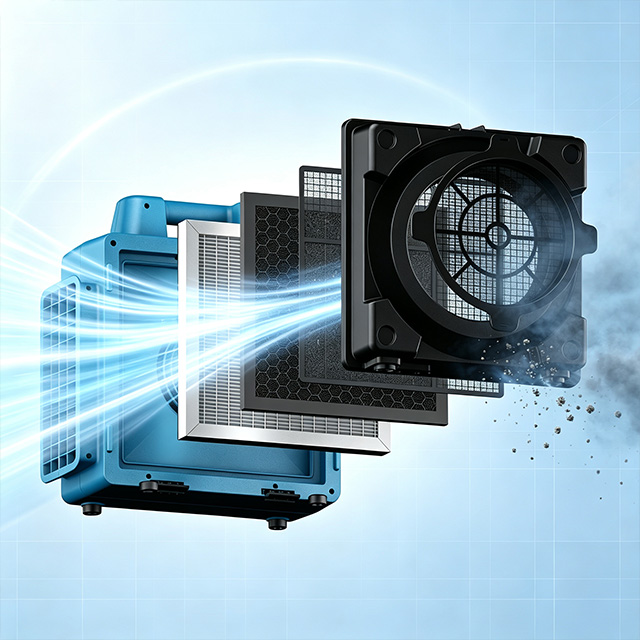 XPOWER X-2580 550CFM, 5‑Speed, 4‑Stage HEPA Filtration Mini Air Scrubber