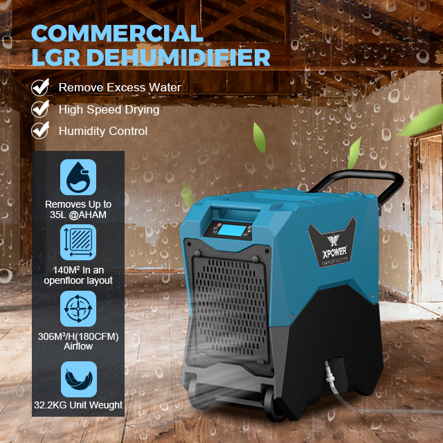 XPOWER XD-85LH FLEXIBLE 35L AHAM COMMERCIAL LGR DEHUMIDIFIER WITH BUILT-IN PUMP