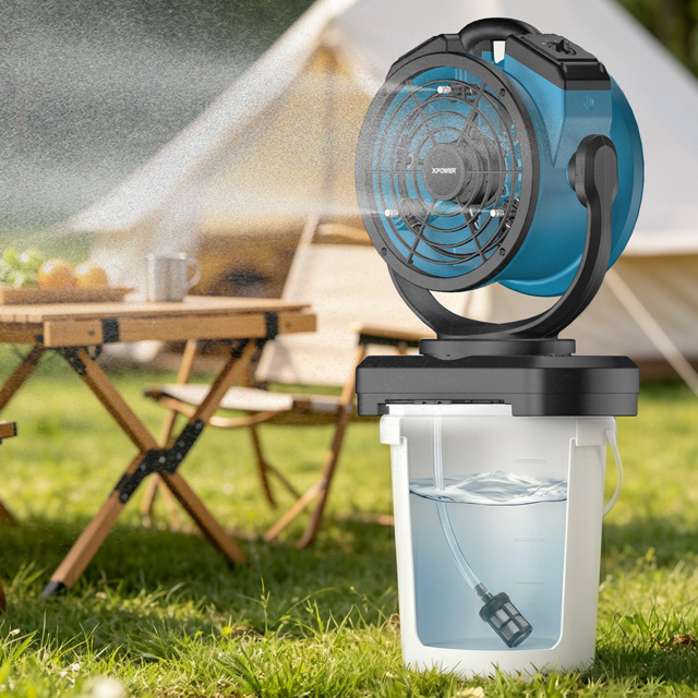 XPOWER FM-68W Outdoor 3 Speeds Misting Fan With Built-In Pump
