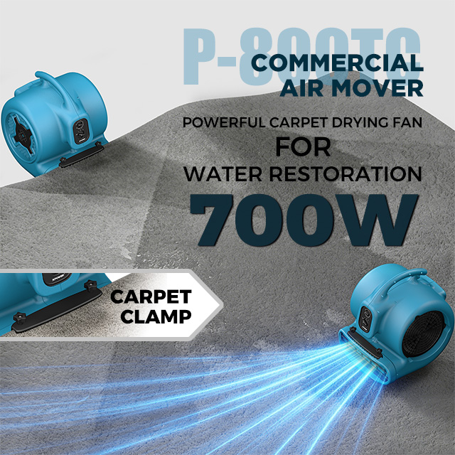 XPOWER P-800TC HIGH VELOCITY 700W CENTRIFUGAL AIR MOVER WITH TIMER AND CARPET CLAMP