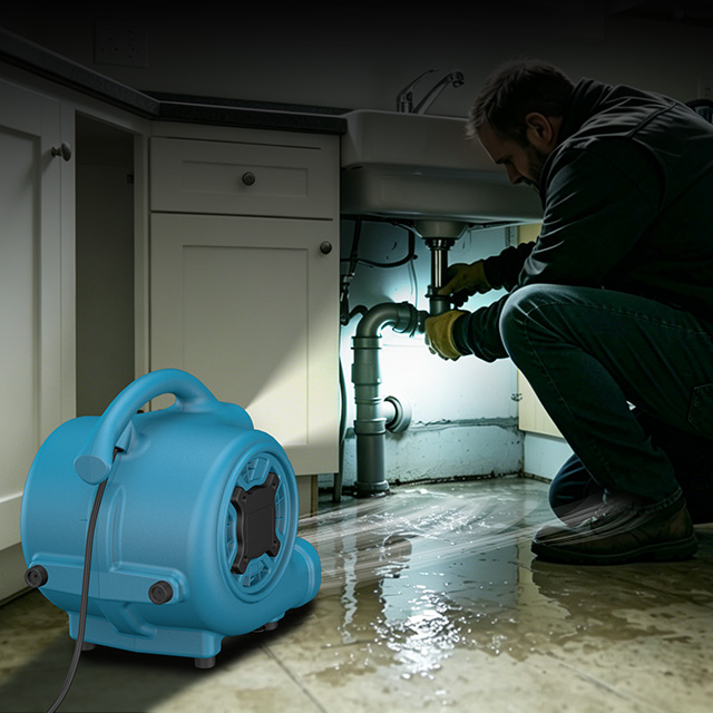 XPOWER P-230L 2-IN-1 MINI AIR MOVER FLOOR FAN WITH INTEGRATED 3-SPEED LED SPOTLIGHT