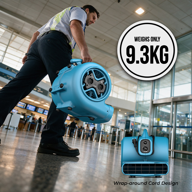 XPOWER P-600AT Commercial 520W Centrifugal Air Mover With Timer, Power Outlet