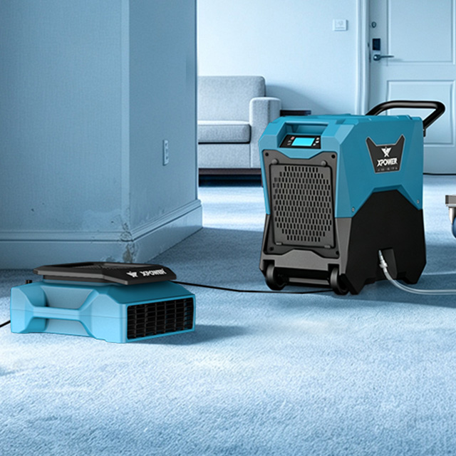 XPOWER PL-700A Compact 240W Low Profile Air Mover With Power Outlet